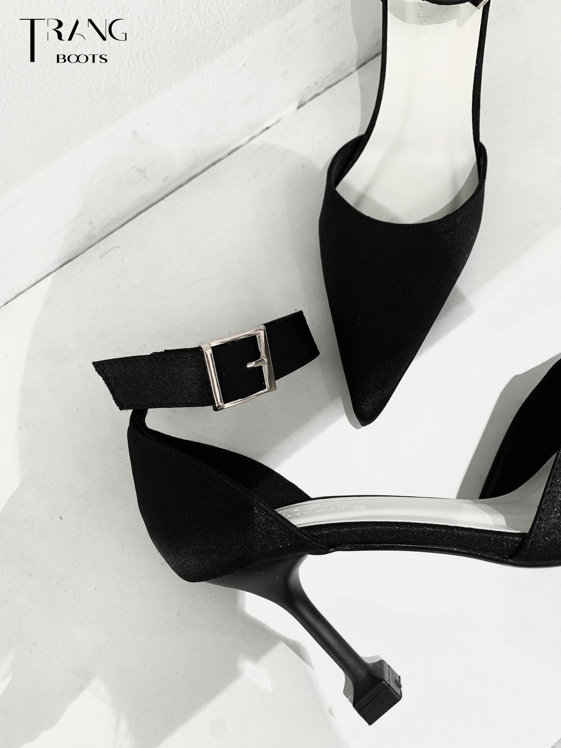 LISA HIGH-HEELS - GIÀY CAO GÓT MŨI NHỌN LỤA SATIN LISA ĐEN