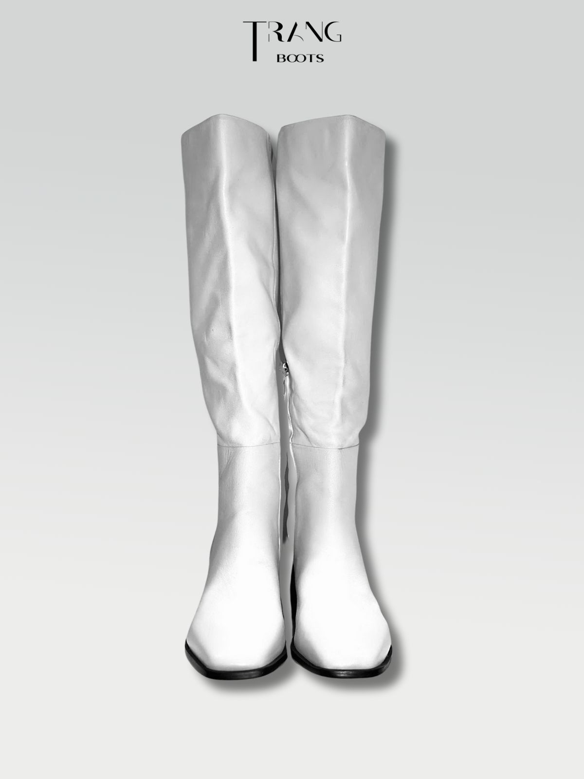 LEATHER KNEE BOOTS SAM ELDERMEN - KNEE BOOTS DA THẬT GÓT TRỤ MÀU TRẮNG