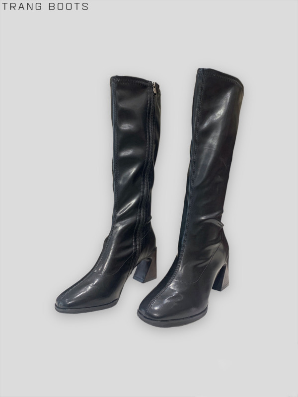 KNEE BOOTS MŨI VUÔNG GÓT KHUYẾT
