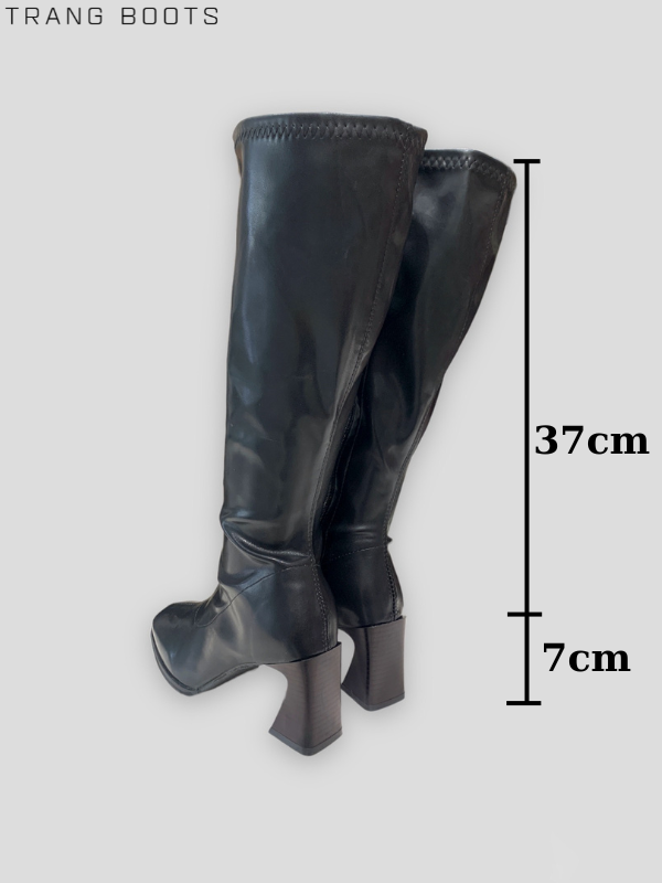 KNEE BOOTS MŨI VUÔNG GÓT KHUYẾT
