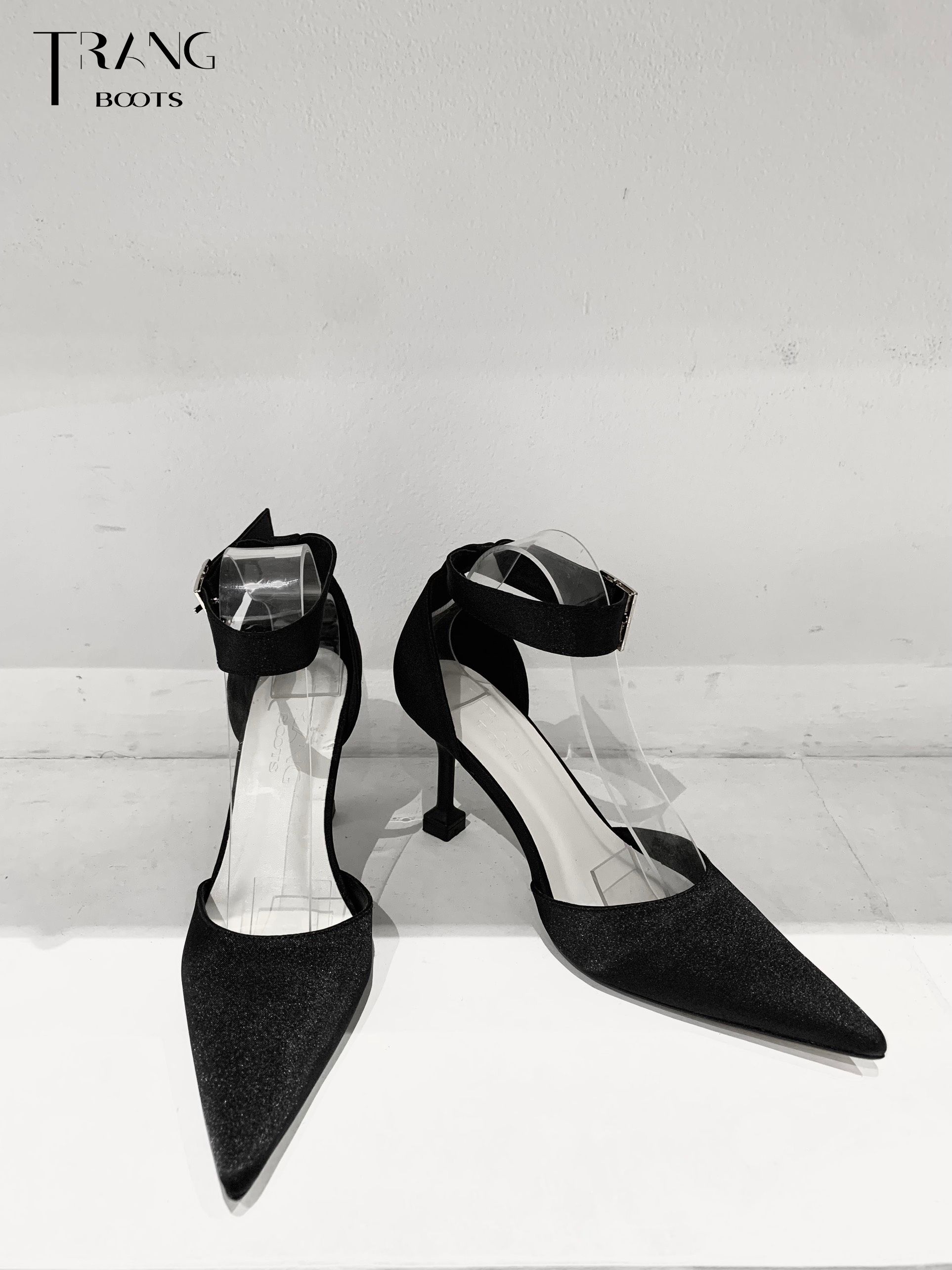 LISA HIGH-HEELS - GIÀY CAO GÓT MŨI NHỌN LỤA SATIN LISA ĐEN