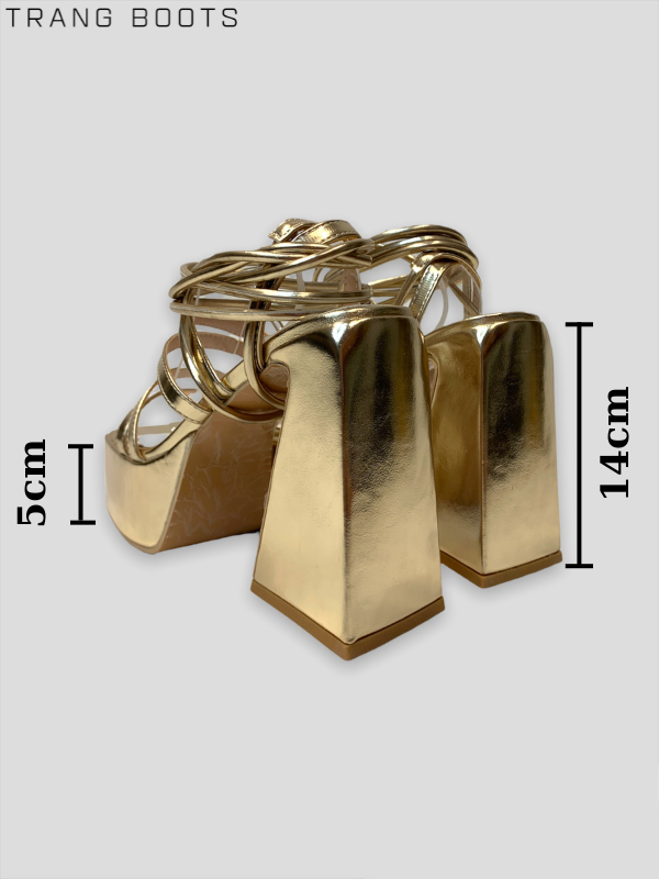 GIÀY CAO GÓT MŨI VUÔNG DÂY QUẤN ĐẾ TRỤ