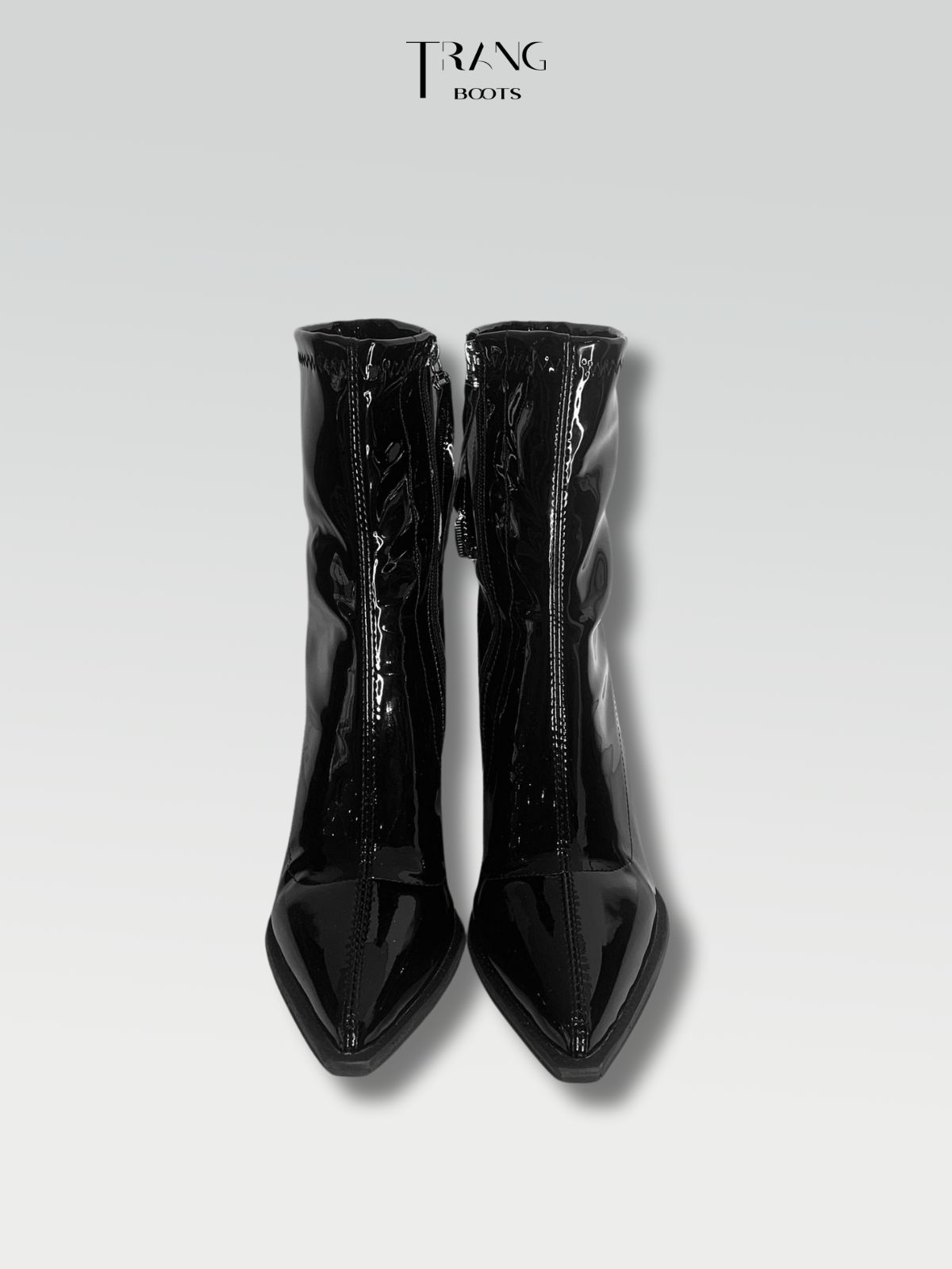 ANKLE BOOTS MŨI NHỌN DA BÓNG MÀU ĐEN