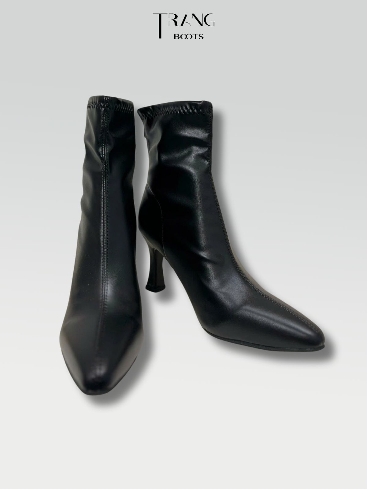 ANKLE BOOTS GÓT NHỌN DA MỜ MÀU TRẮNG KEM