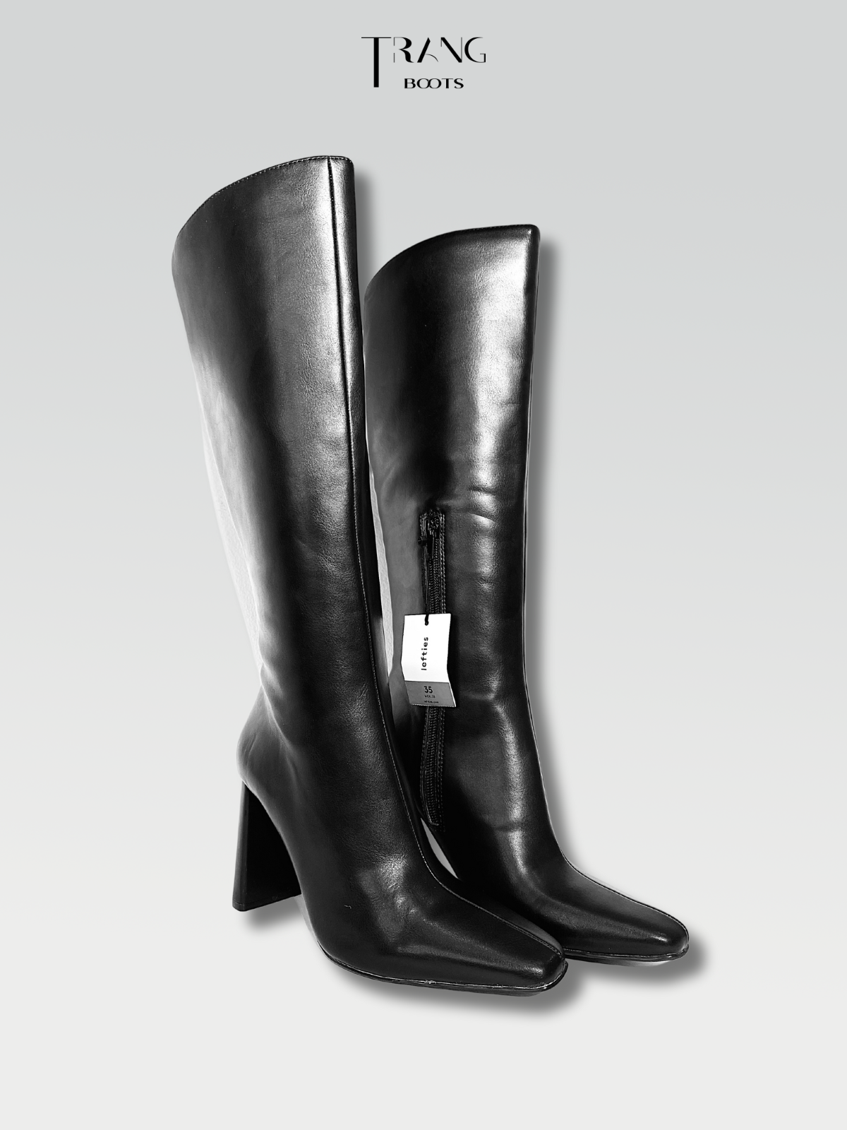 LEATHER KNEE BOOTS BLACK - BOOTS GỐI DA MỜ MÀU ĐEN GÓT TRỤ