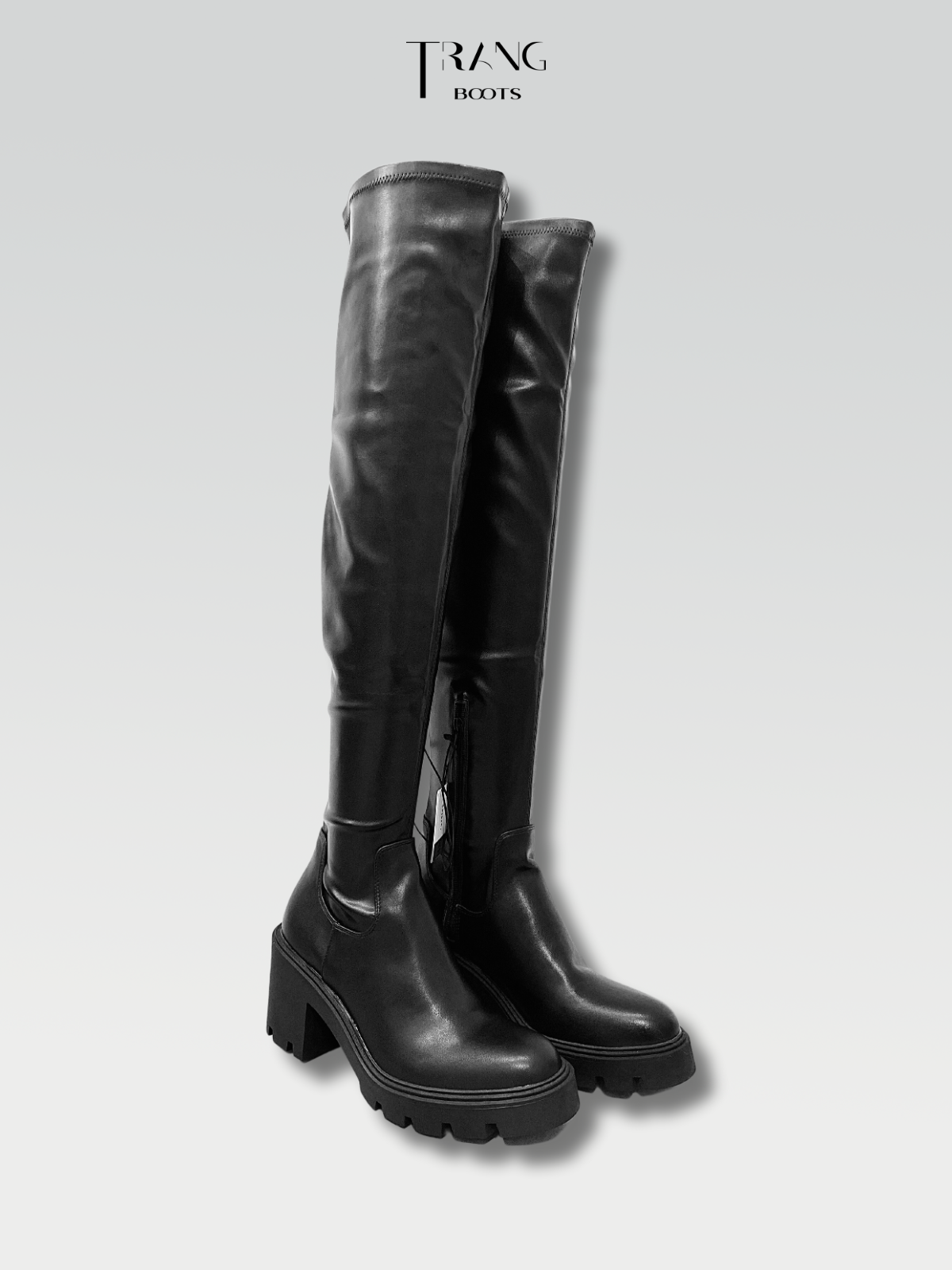 LEATHER OVER KNEE BOOTS - BOOTS QUA GỐI DA MỜ MÀU ĐEN