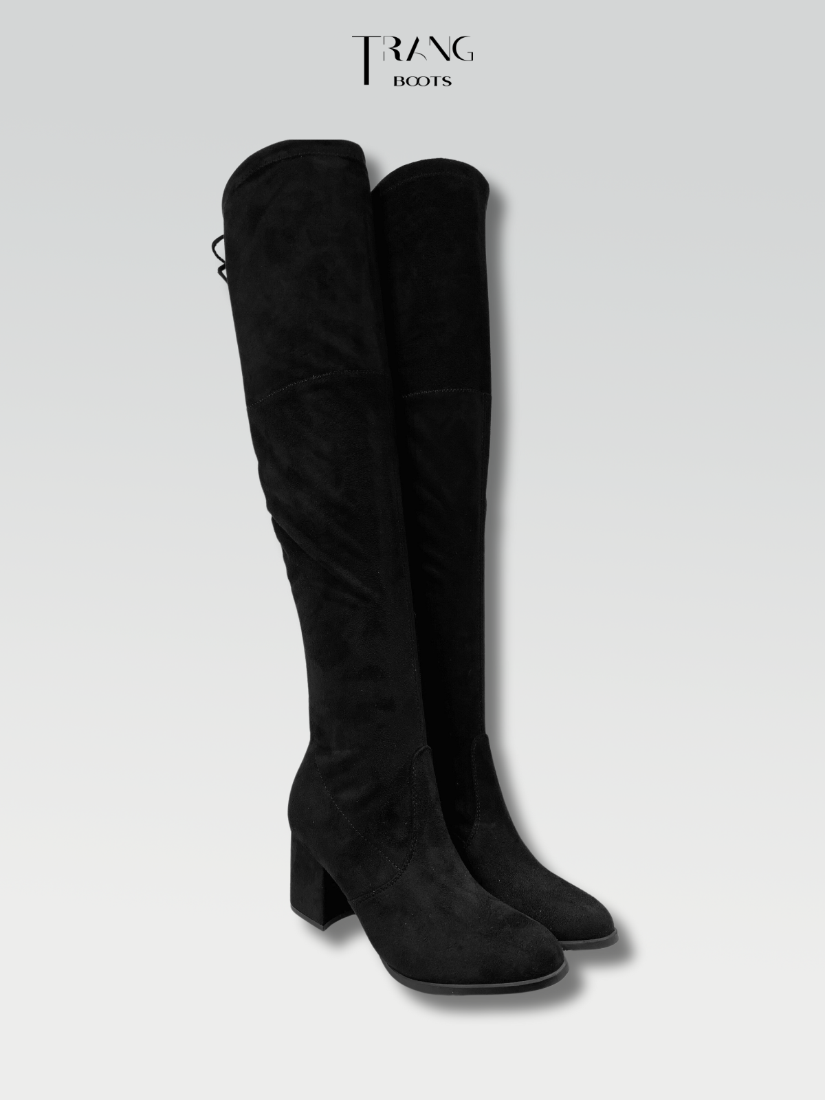 OVER KNEE BOOTS SUEDE BLACK - BOOTS QUA GỐI DA LỘN GÓT TRỤ