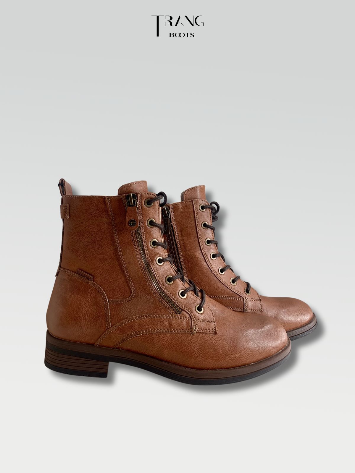 TAMARIS COGNAC COMBAT BOOTS BROWN - BOOTS CHIẾN BINH MÀU NÂU