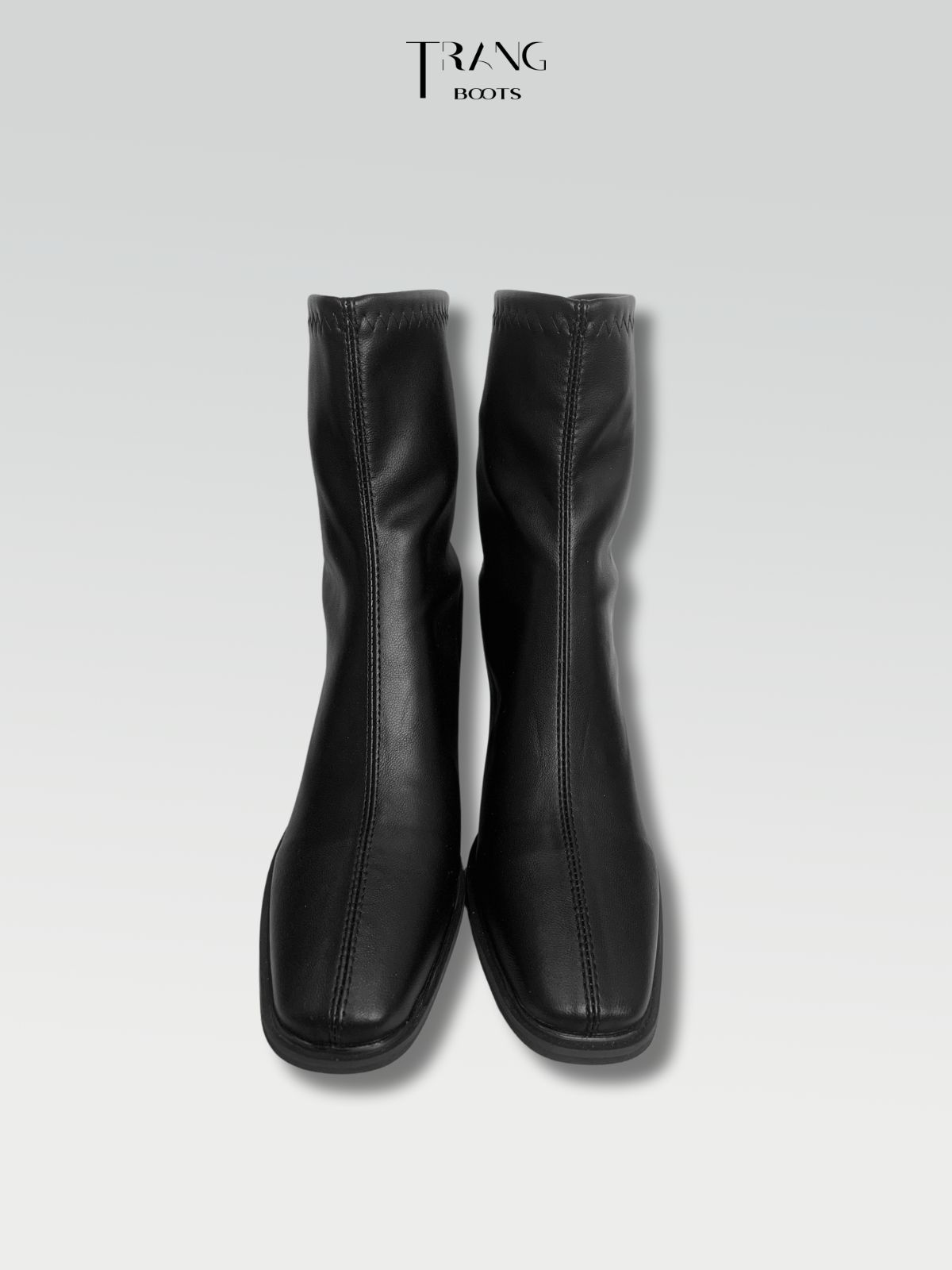 LEATHER ANKLE BOOTS BLACK - ANKLE BOOTS MŨI VUÔNG DA MỜ MÀU ĐEN