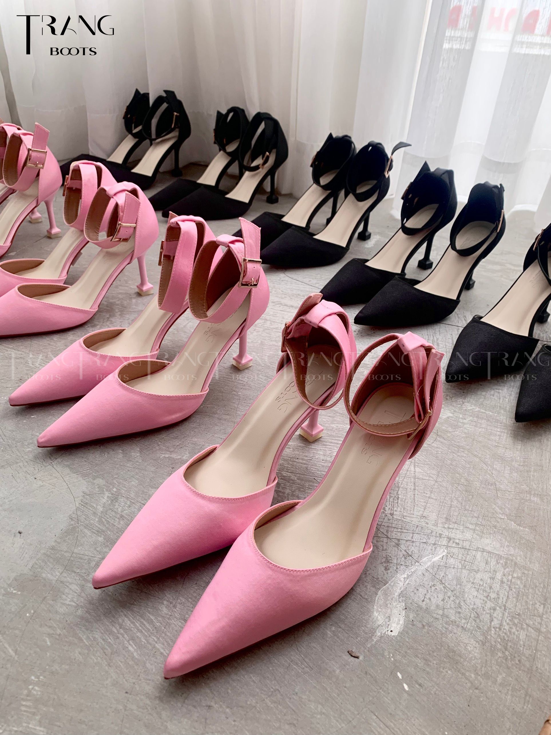 LISA HIGH-HEELS - GIÀY CAO GÓT MŨI NHỌN LỤA SATIN LISA HỒNG