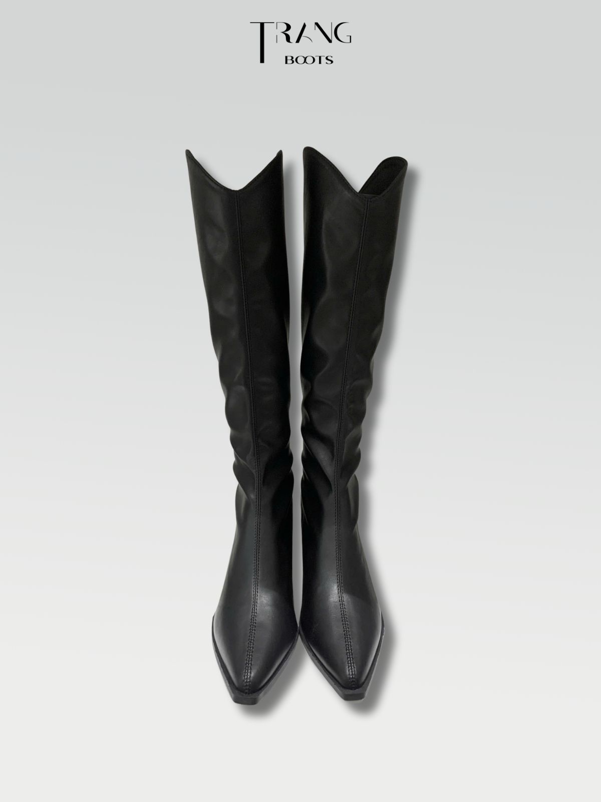 GIÀY BOOTS GỐI CAO BỒI CỔ CHỮ V