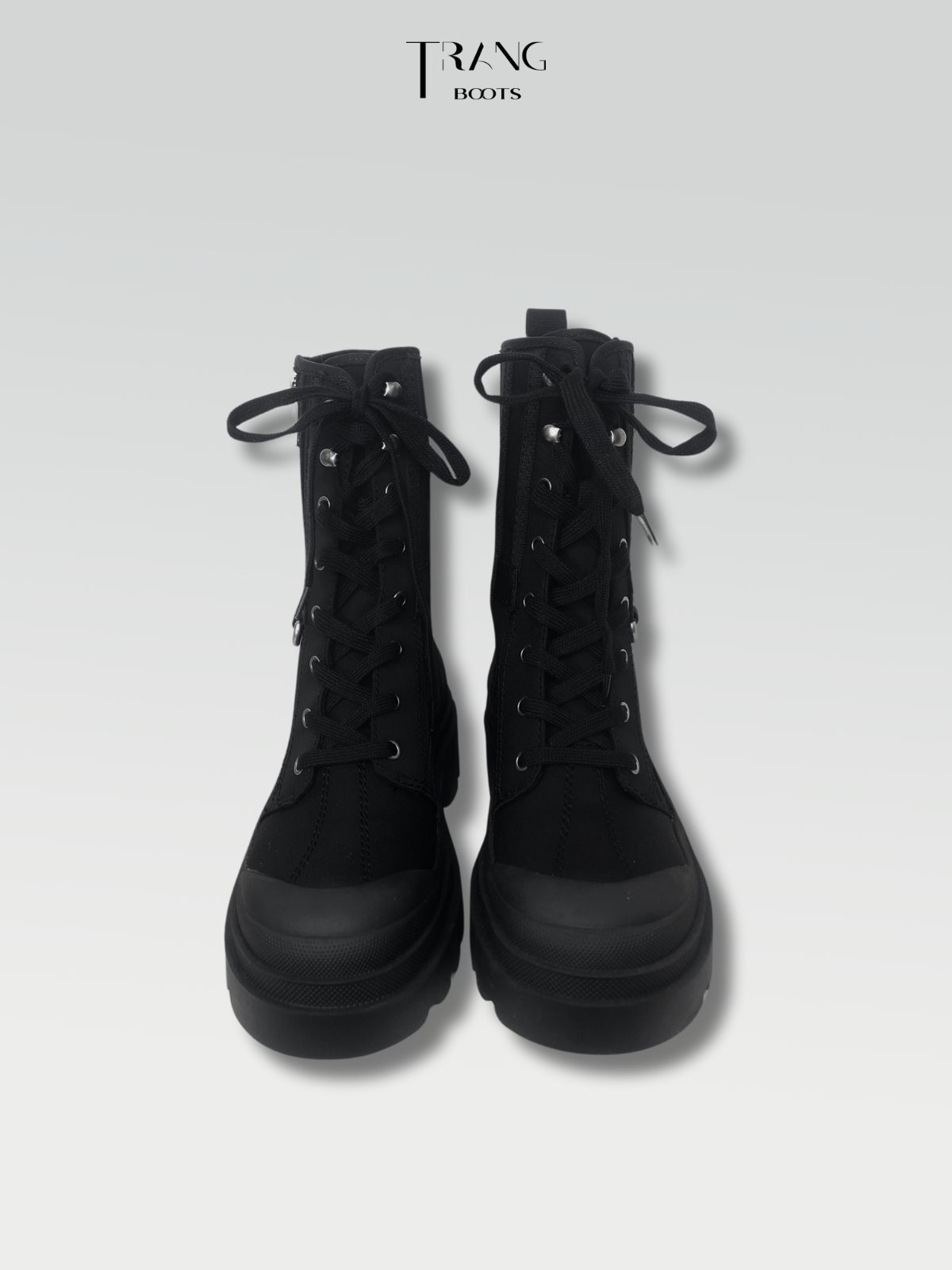 COMBAT BOOTS BLACK ZIPPERS - BOOTS VẢI CỔ NGẮN CÀI KHÓA KÉO