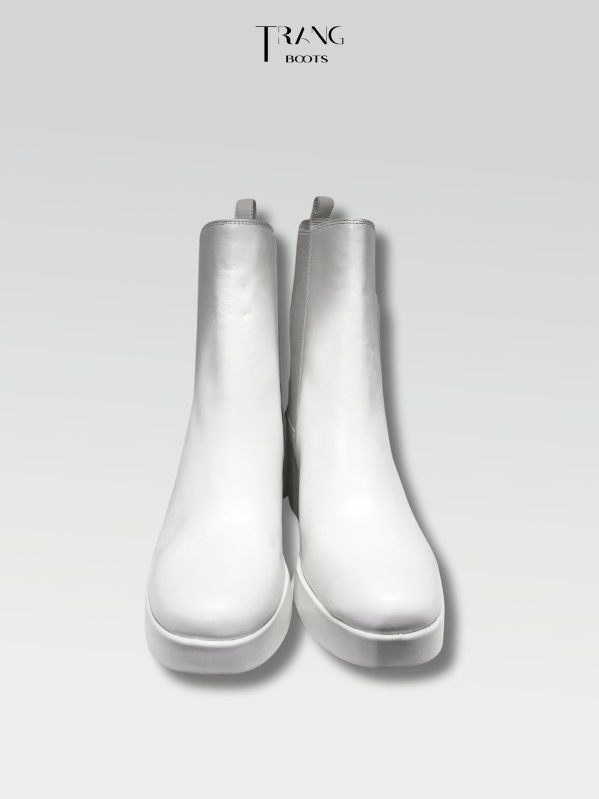LEATHER CHELSEA BOOTS WHITE - CHELSEA BOOTS DA MỜ GÓT TRỤ MÀU TRẮNG