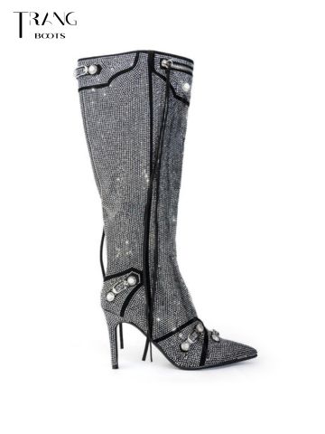 KNEE BOOTS MŨI NHỌN BLING ĐÍNH ĐÁ
