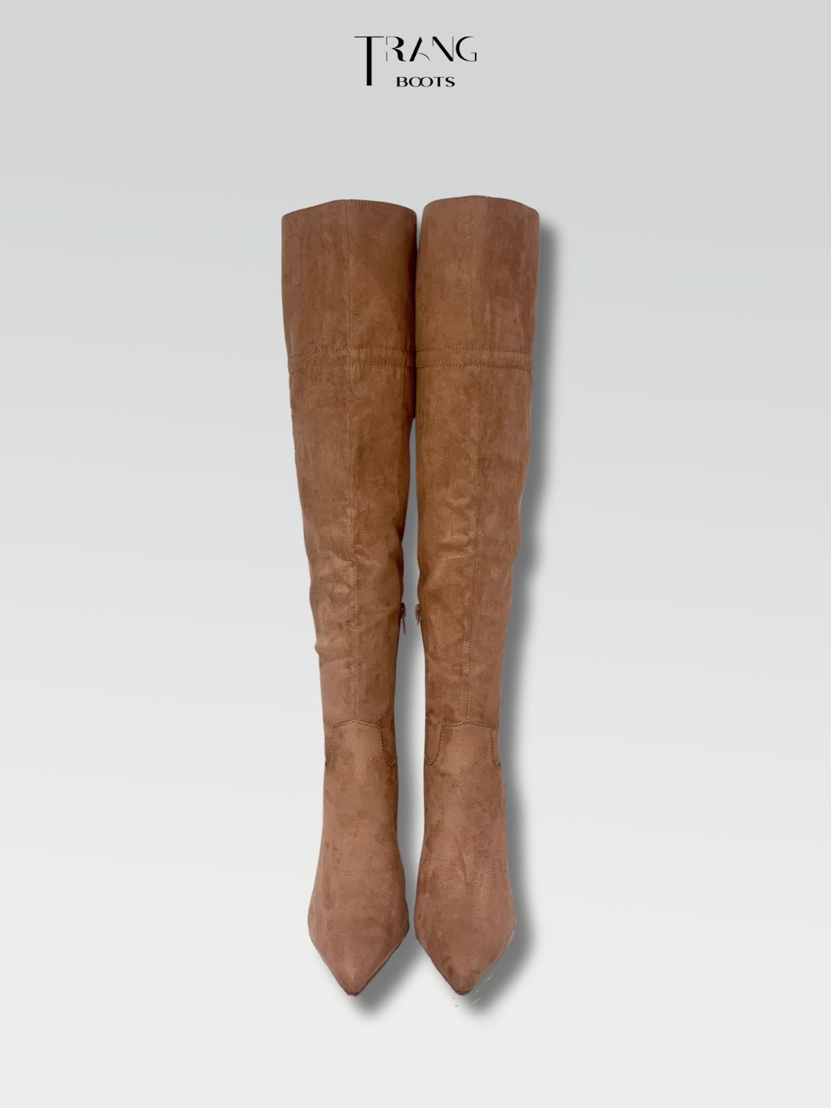 OVER KNEE BOOTS SUEDE YELLOW - OVER KNEE BOOTS MŨI NHỌN DA LỘN ĐẾ TRỤ PHỐI DÂY CỘT