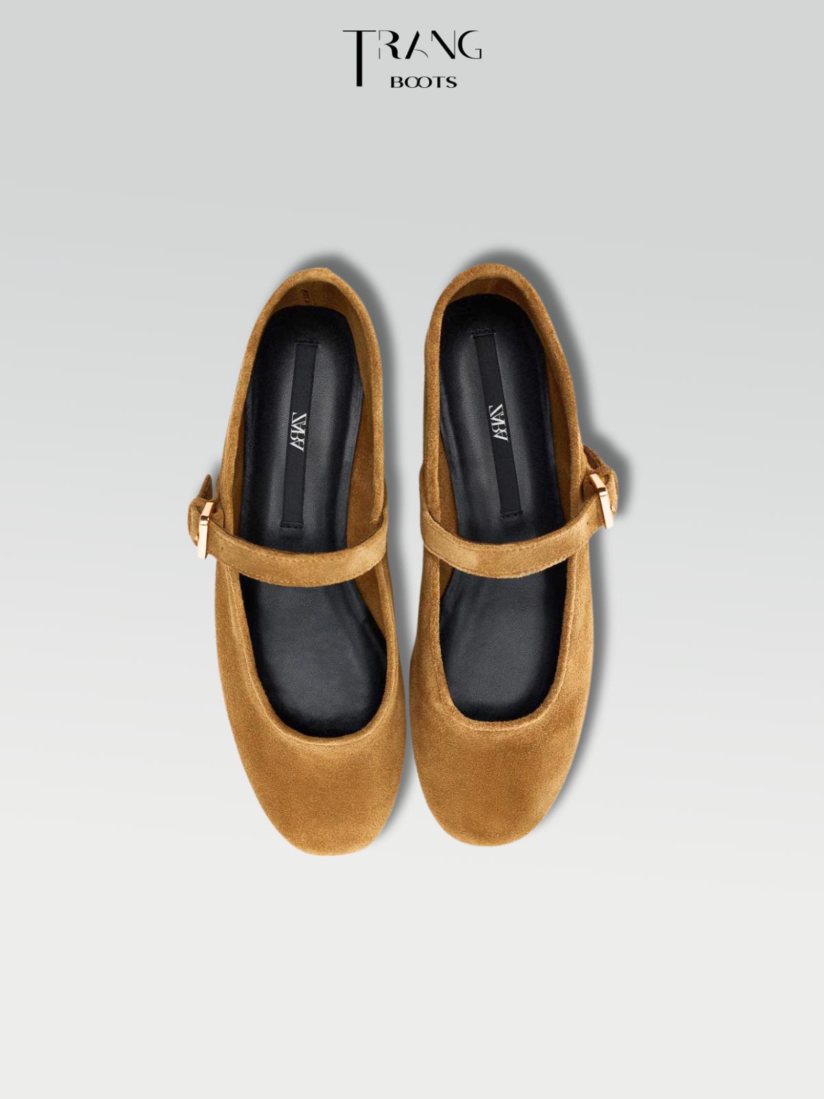 GIÀY MARY JANES BỆT DA THẬT MÀU NÂU