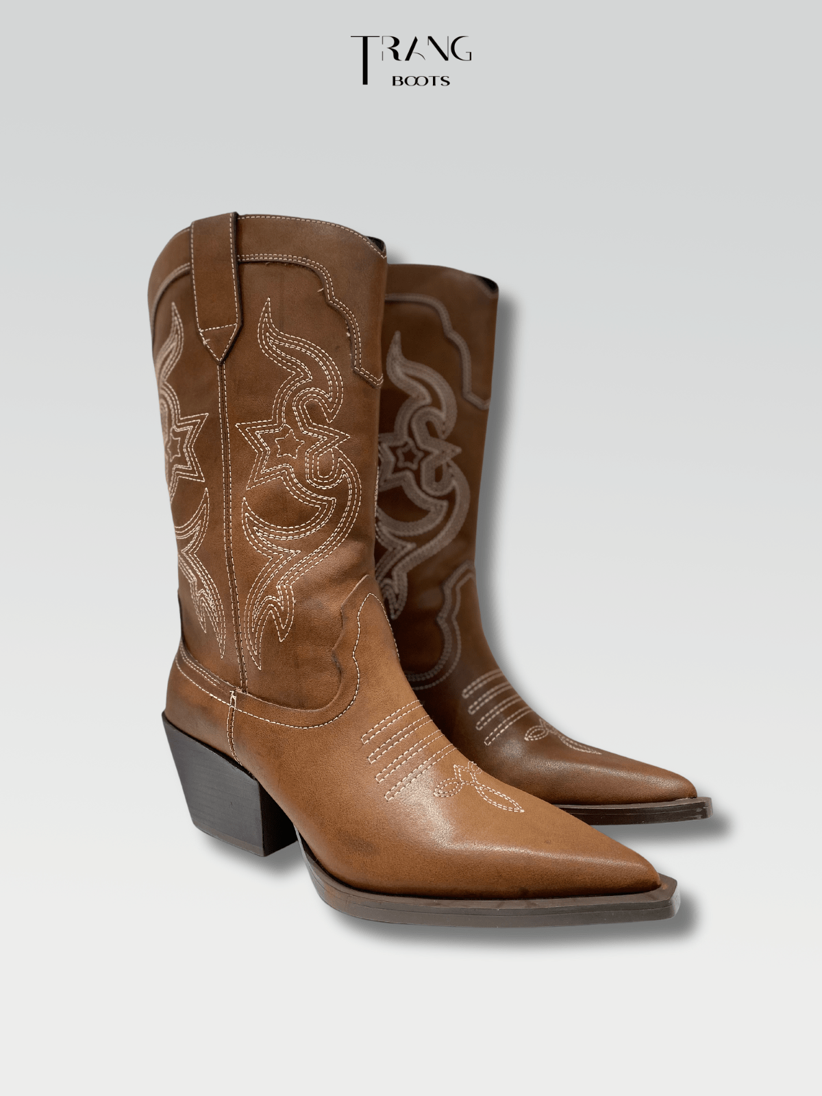 LEATHER COWBOY BOOTS BROWN - BOOTS CAO BỒI DA MỜ MÀU NÂU