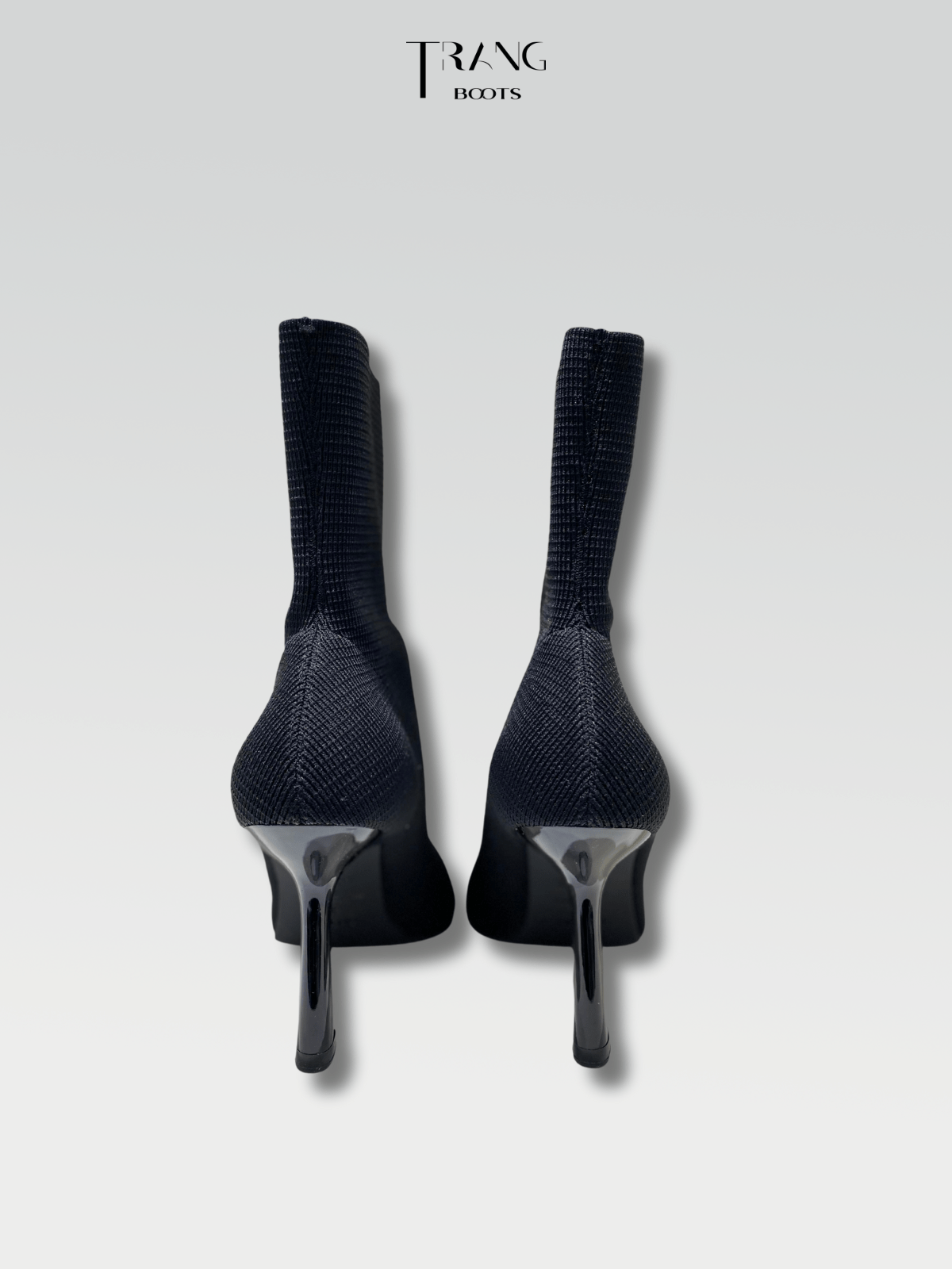 SOCK BOOTS WOOL HIGH HEELS BOOTS BLACK - SOCK BOOTS THUN LEN MŨI NHỌN BLACK