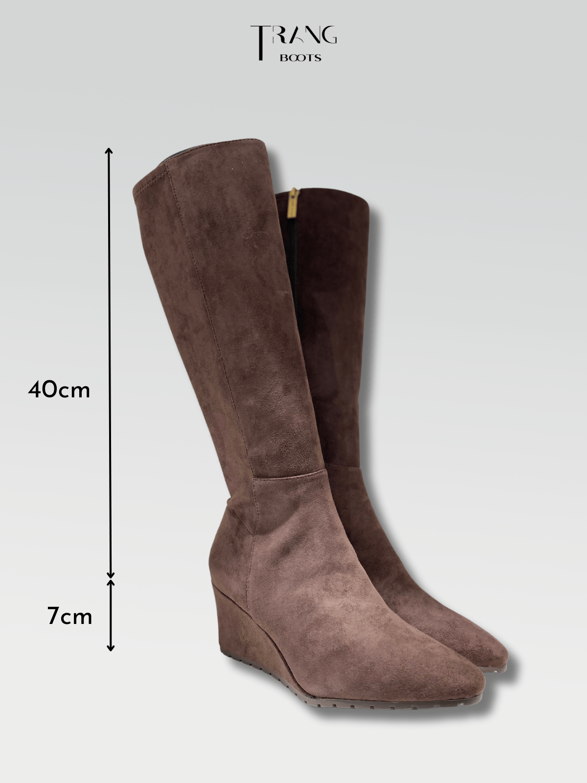LEATHER KNEE BOOTS BROWN - KNEE BOOTS DA LỘN ĐẾ XUỒNG MÀU NÂU