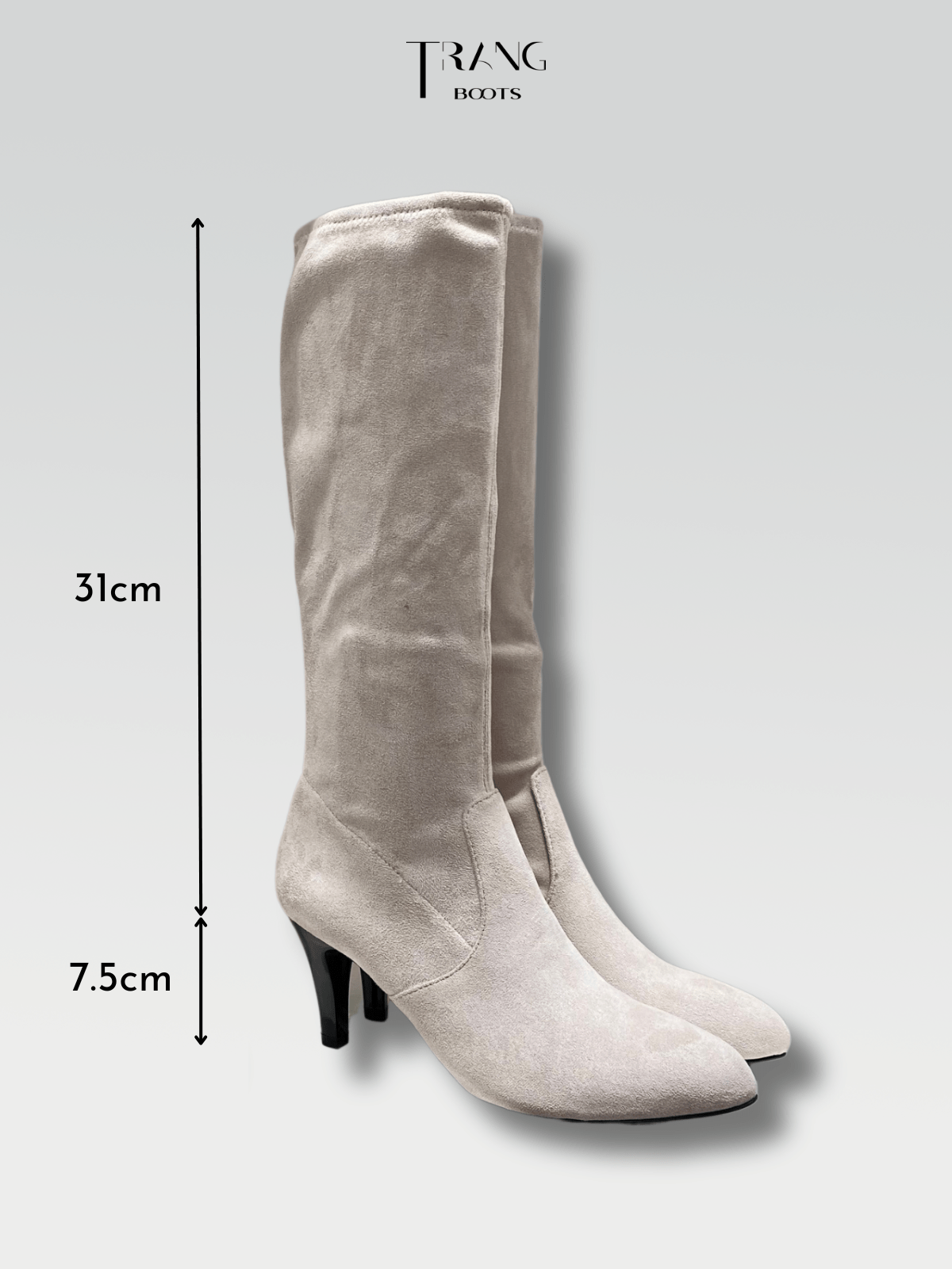 LEATHER KNEE BOOTS SKIN - KNEE BOOTS DA LỘN MŨI NHỌN MÀU DA