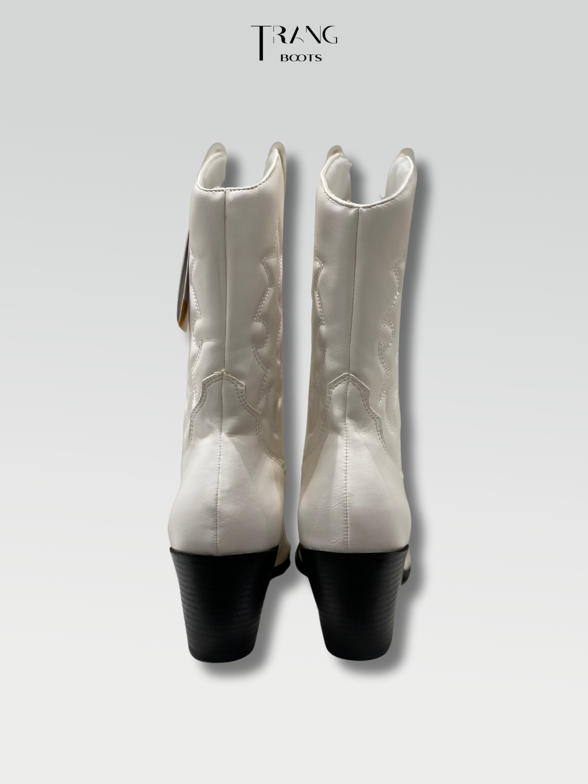 LEATHER COWBOY BOOTS WHITE - BOOTS CAO BỒI DA MỜ MÀU TRẮNG