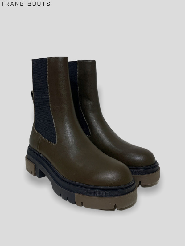 CHELSEA BOOTS ZARA DA MỜ MŨI TRÒN ĐẾ CAO SU ĐÚC 6CM
