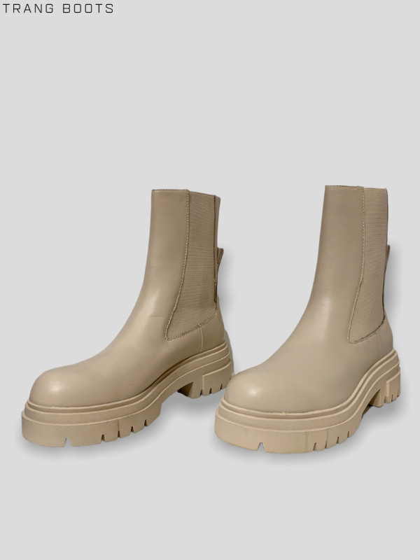CHELSEA BOOTS ZARA DA MỜ MŨI TRÒN ĐẾ CAO SU ĐÚC 6CM