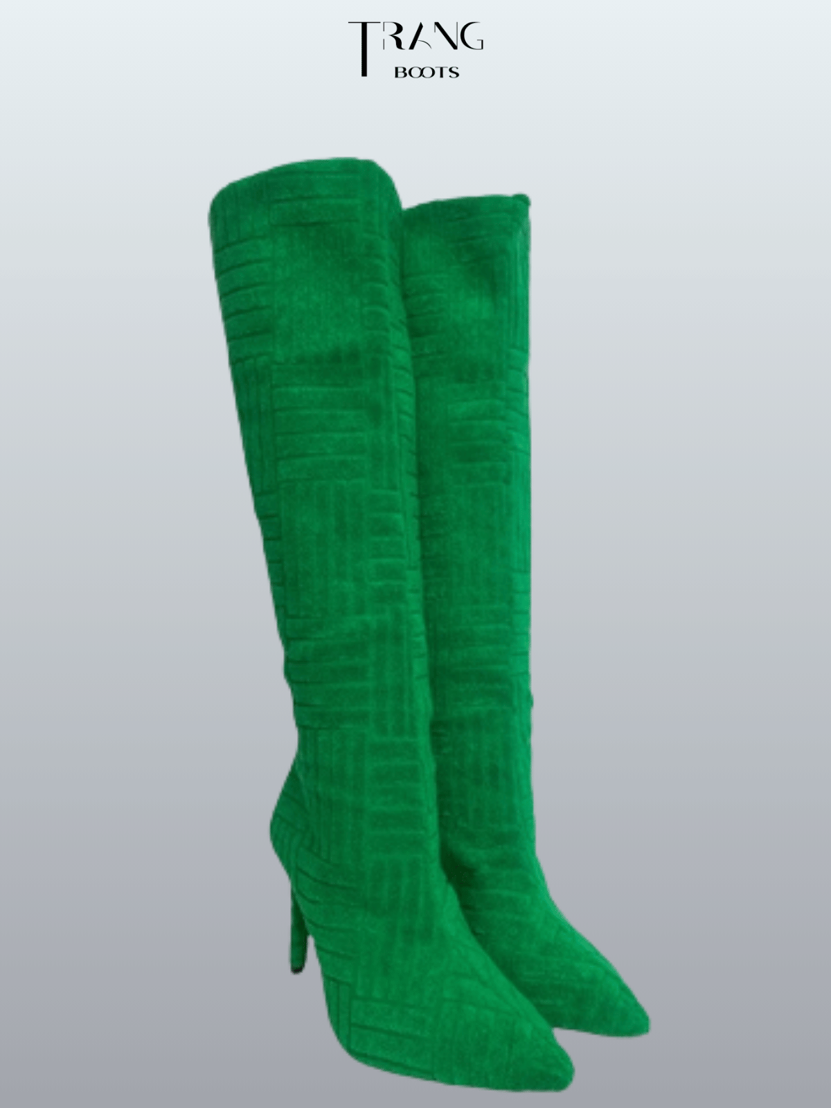 KNEE BOOTS MŨI NHỌN VẢI NỔI GÓT NHỌN