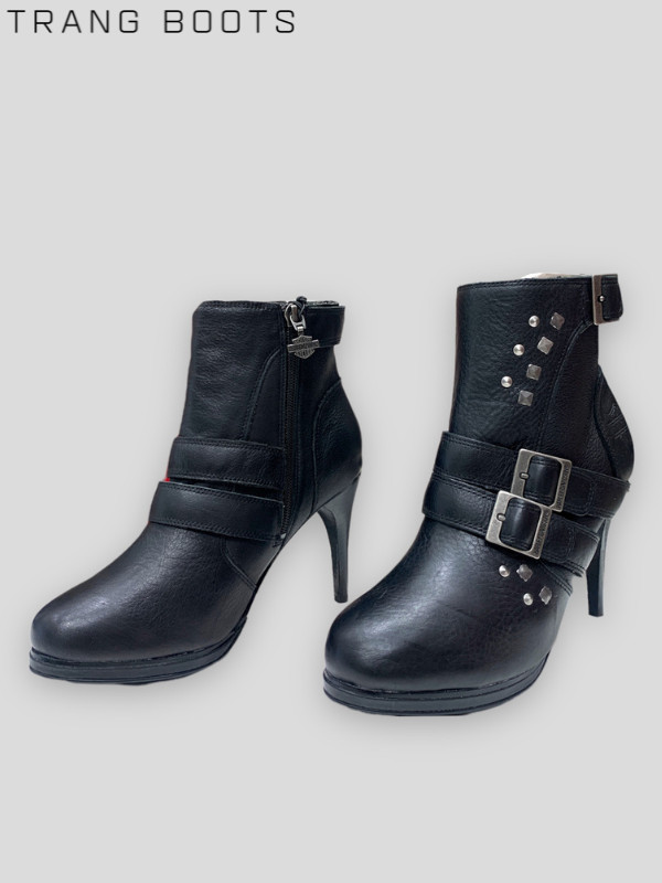 HIGH-HEEL ANKLE BOOTS HARLEY-DAVIDSON MŨI TRÒN GÓT NHỌN