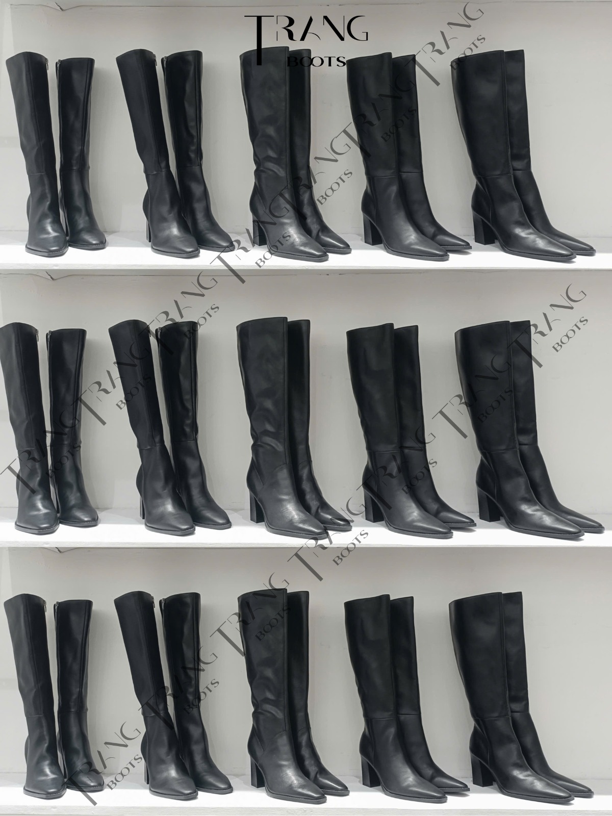 KNEEBOOTS NINE WEST GÓT TRỤ ĐEN
