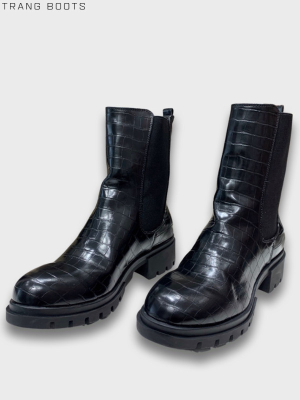 CHELSEA BOOTS PICCOLA PIU MŨI TRÒN DA VÂN ĐẾ THẤP