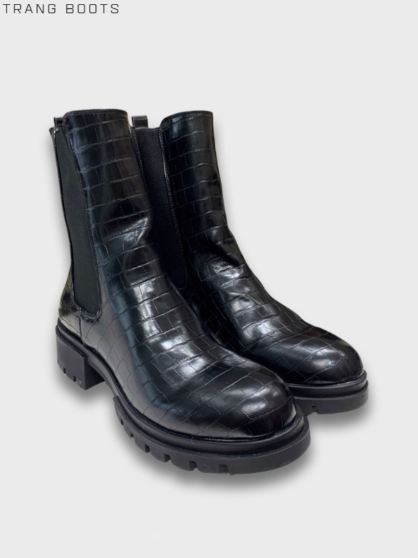 CHELSEA BOOTS PICCOLA PIU MŨI TRÒN DA VÂN ĐẾ THẤP