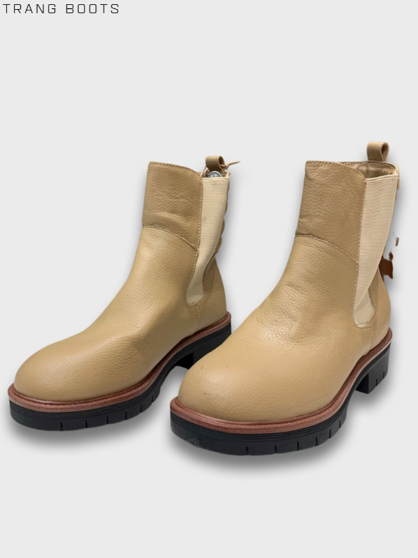 CHELSEA BOOTS MIA MŨI TRÒN DA MỜ ĐẾ 4CM