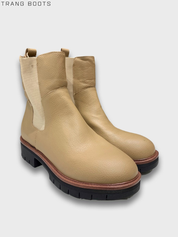 CHELSEA BOOTS MIA MŨI TRÒN DA MỜ ĐẾ 4CM