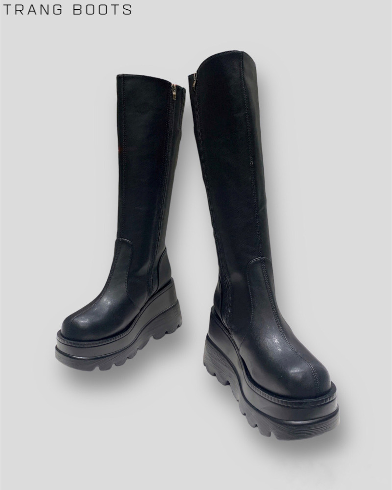 KNEE BOOTS PLATFORM DA MỜ