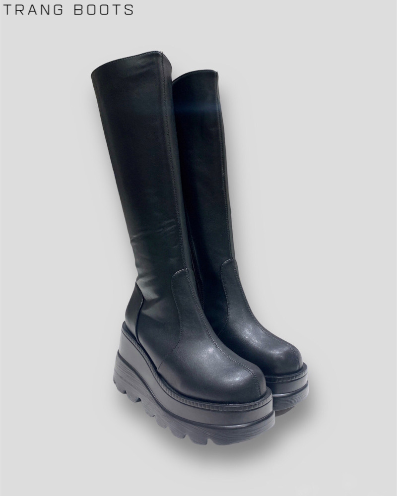 KNEE BOOTS PLATFORM DA MỜ