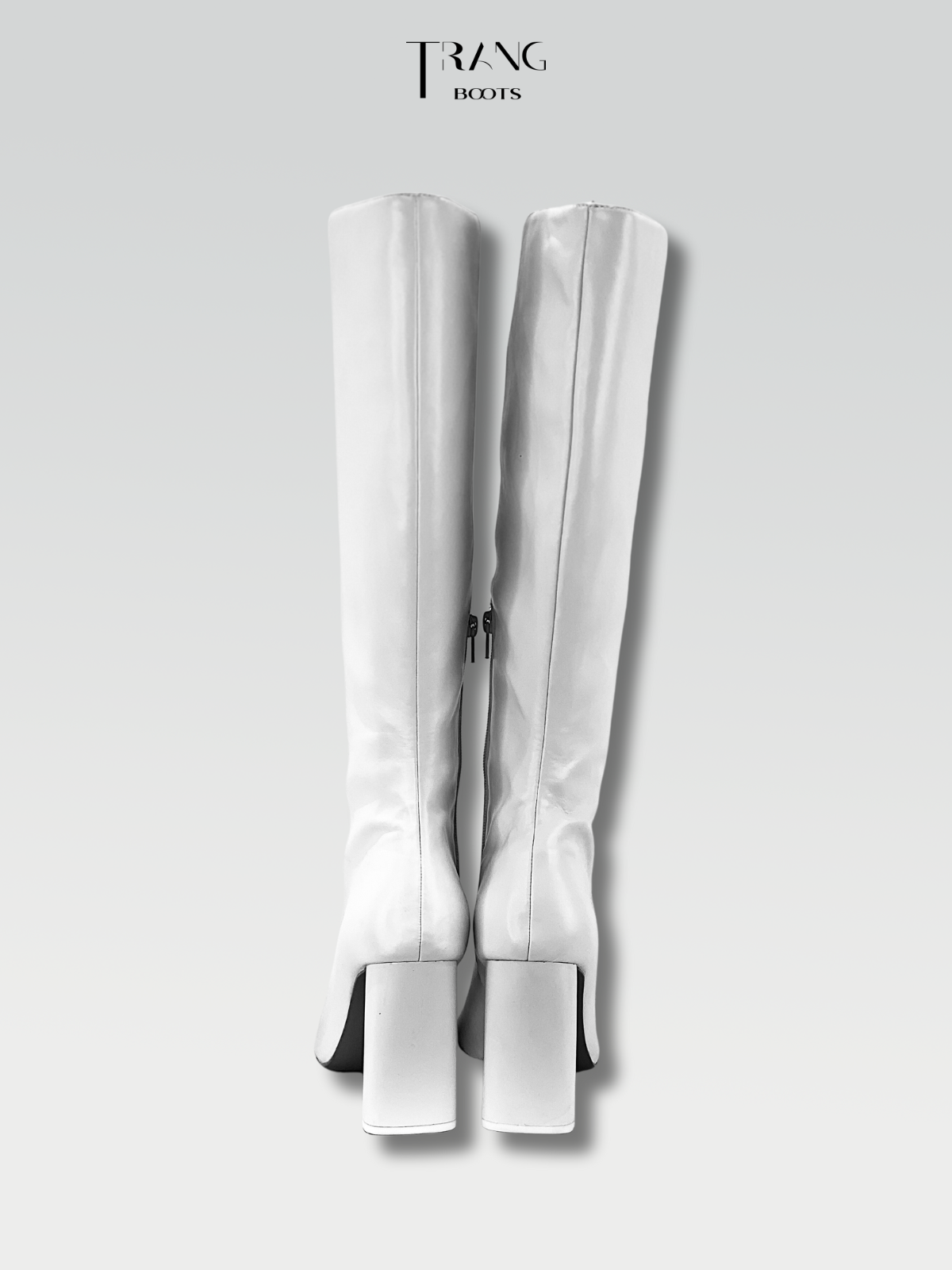LEATHER KNEE BOOTS WHITE - BOOTS GỐI DA MỜ MÀU TRẮNG GÓT TRỤ