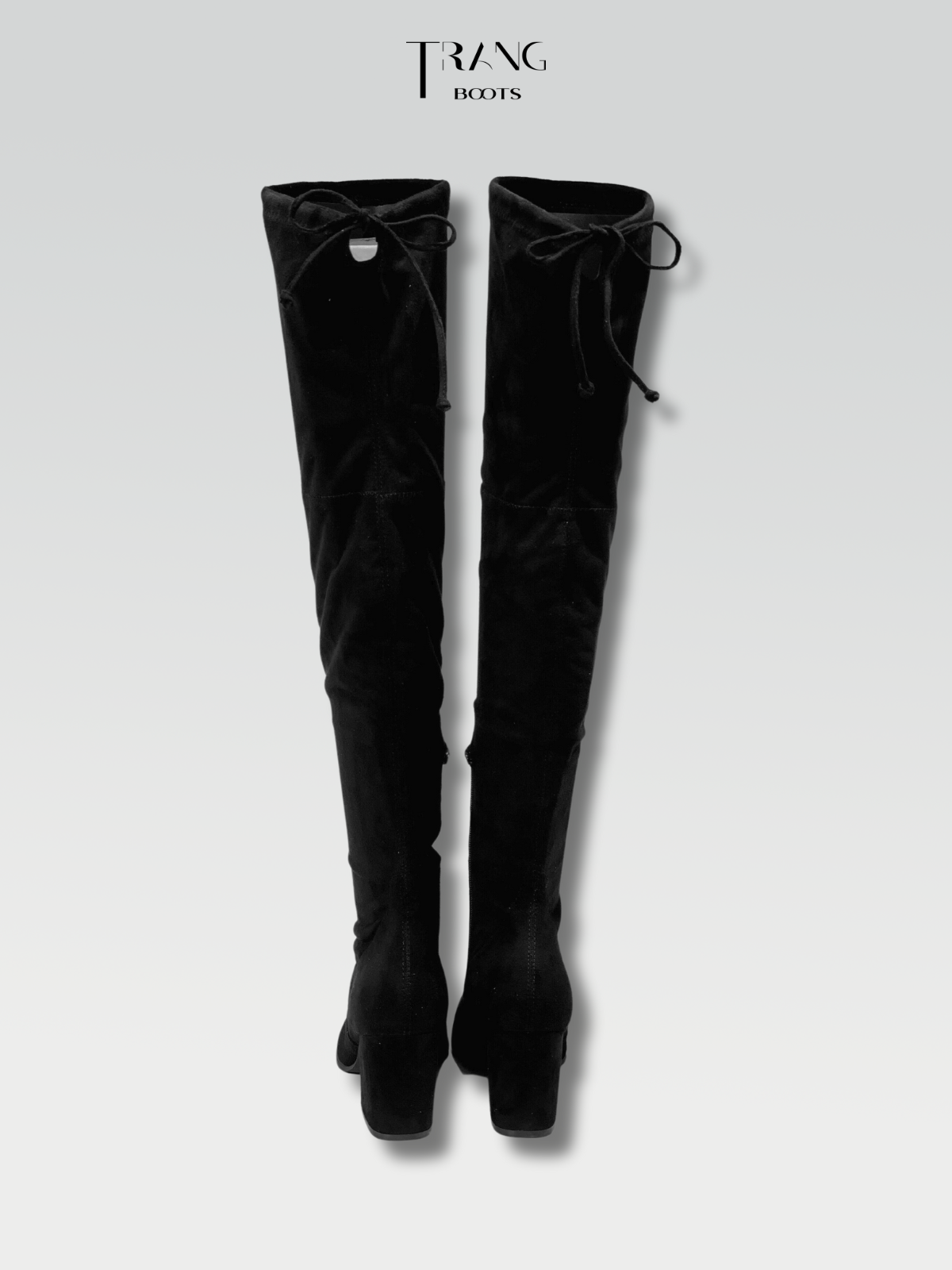 OVER KNEE BOOTS SUEDE BLACK - BOOTS QUA GỐI DA LỘN GÓT TRỤ