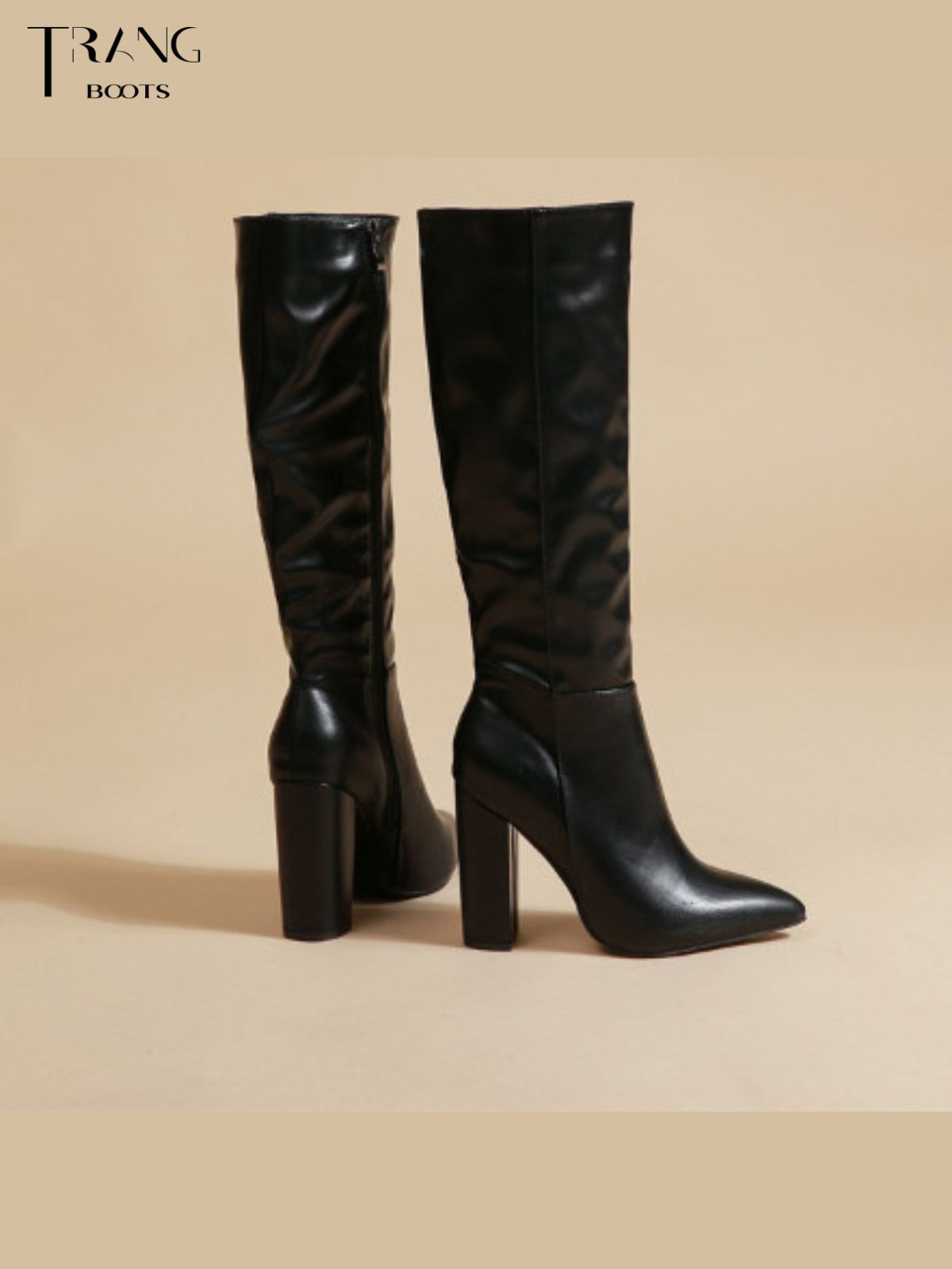 KNEE BOOTS DA MỜ MŨI NHỌN GÓT TRỤ BASIC