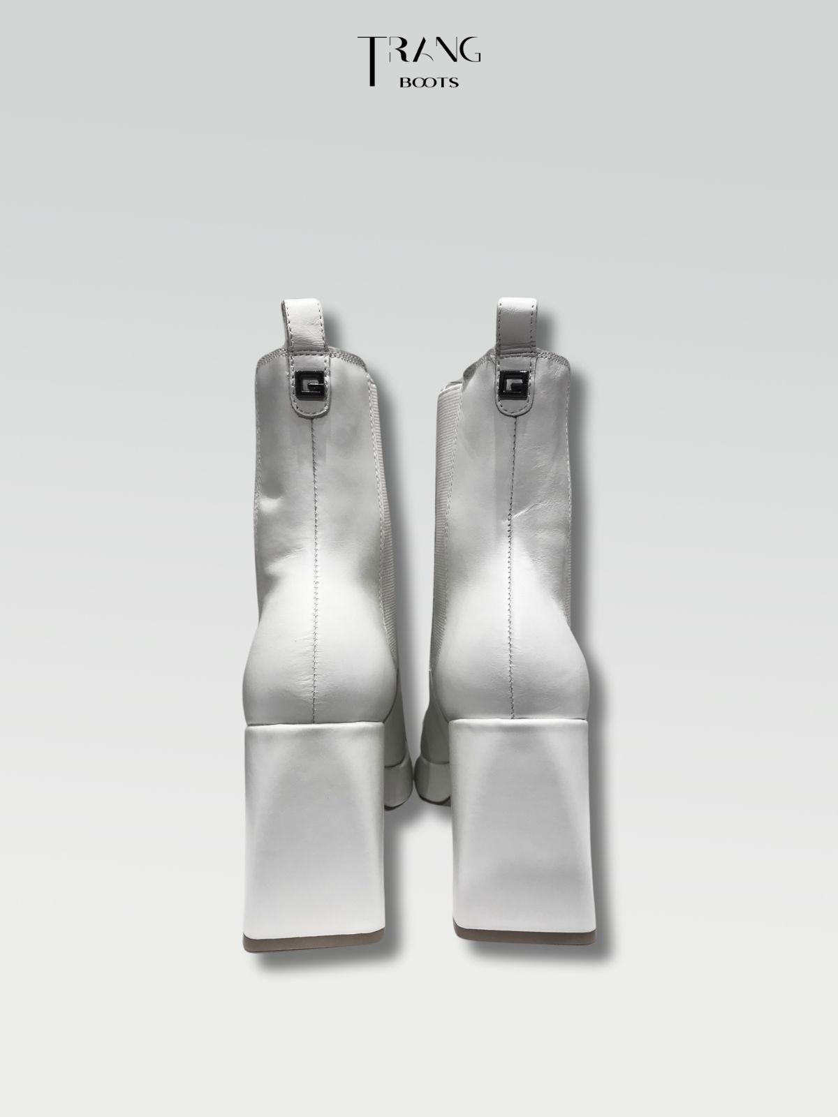 LEATHER CHELSEA BOOTS WHITE - CHELSEA BOOTS DA MỜ GÓT TRỤ MÀU TRẮNG