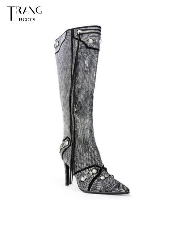 KNEE BOOTS MŨI NHỌN BLING ĐÍNH ĐÁ