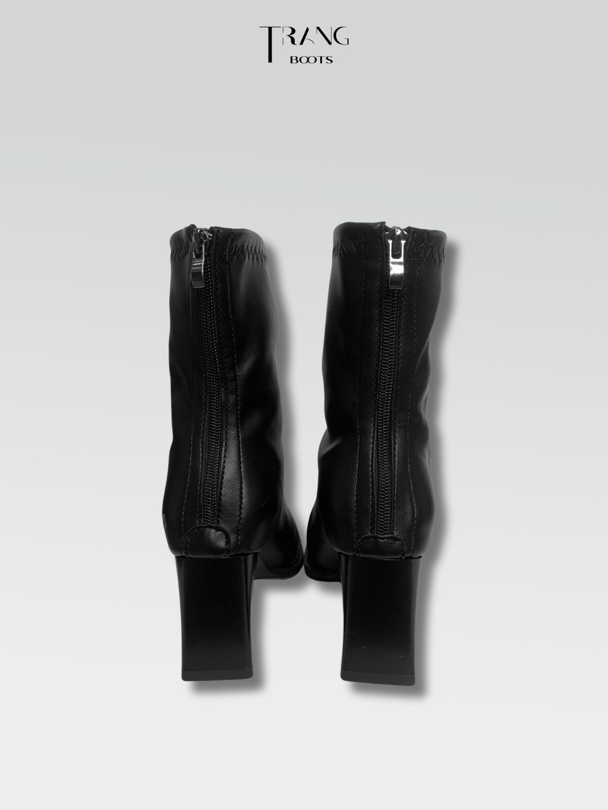 LEATHER ANKLE BOOTS BLACK - ANKLE BOOTS MŨI VUÔNG DA MỜ MÀU ĐEN