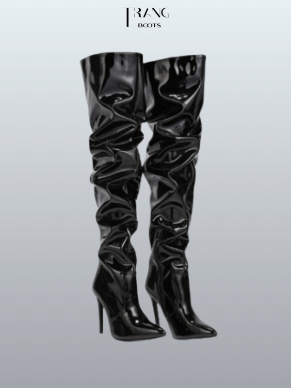 OVER KNEE BOOTS FORM NHÚN GÓT NHỌN ĐEN