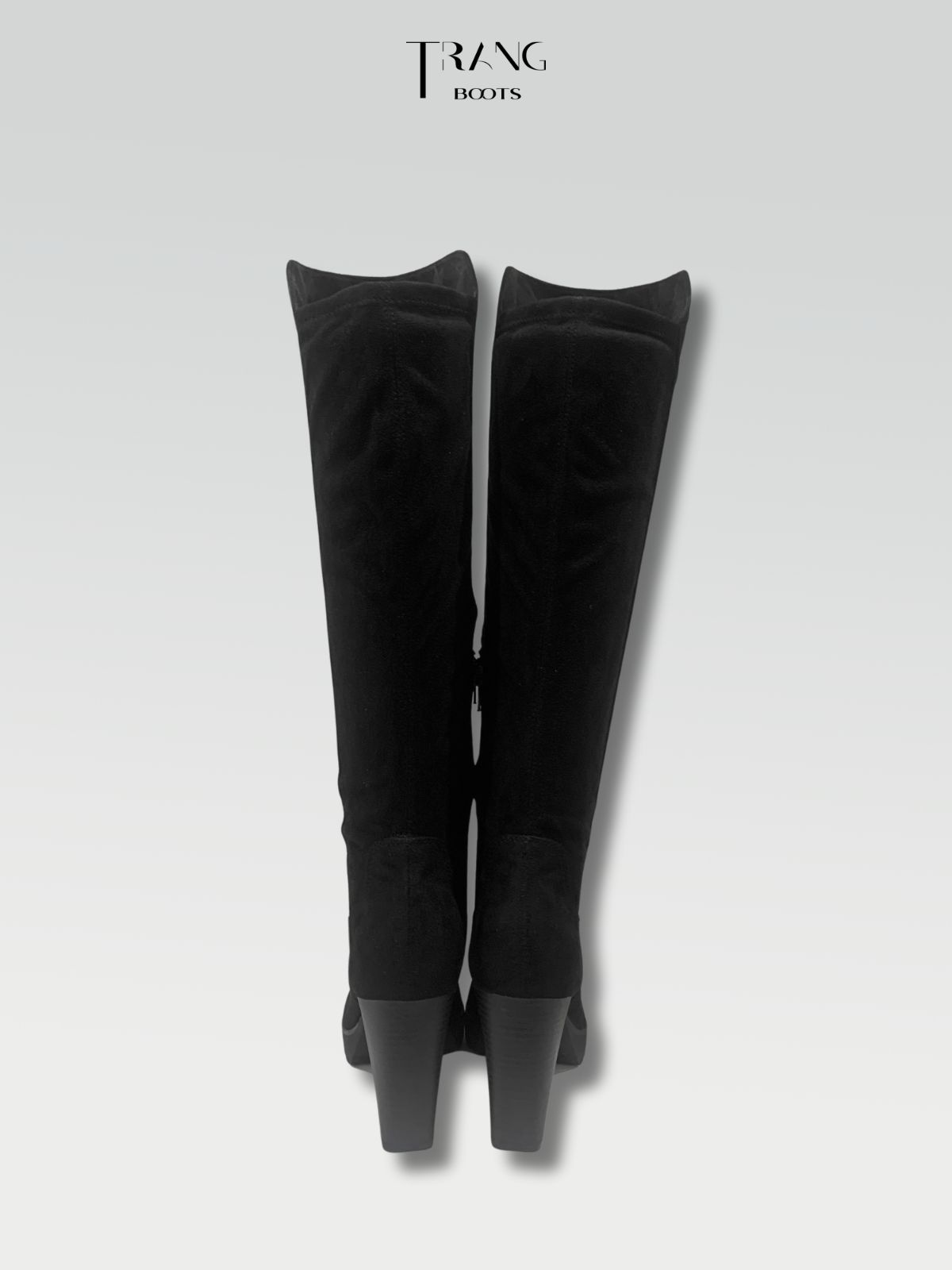 KNEE BOOTS SUEDE BLACK - KNEE BOOTS MŨI TRÒN DA LỘN ĐẾ TRỤ ĐEN
