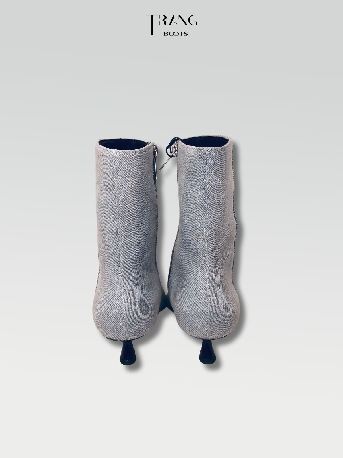 DENIM KITTEN HEEL ANKLE BOOTS - BOOTS CỔ NGẮN CÓ GÓT DENIM