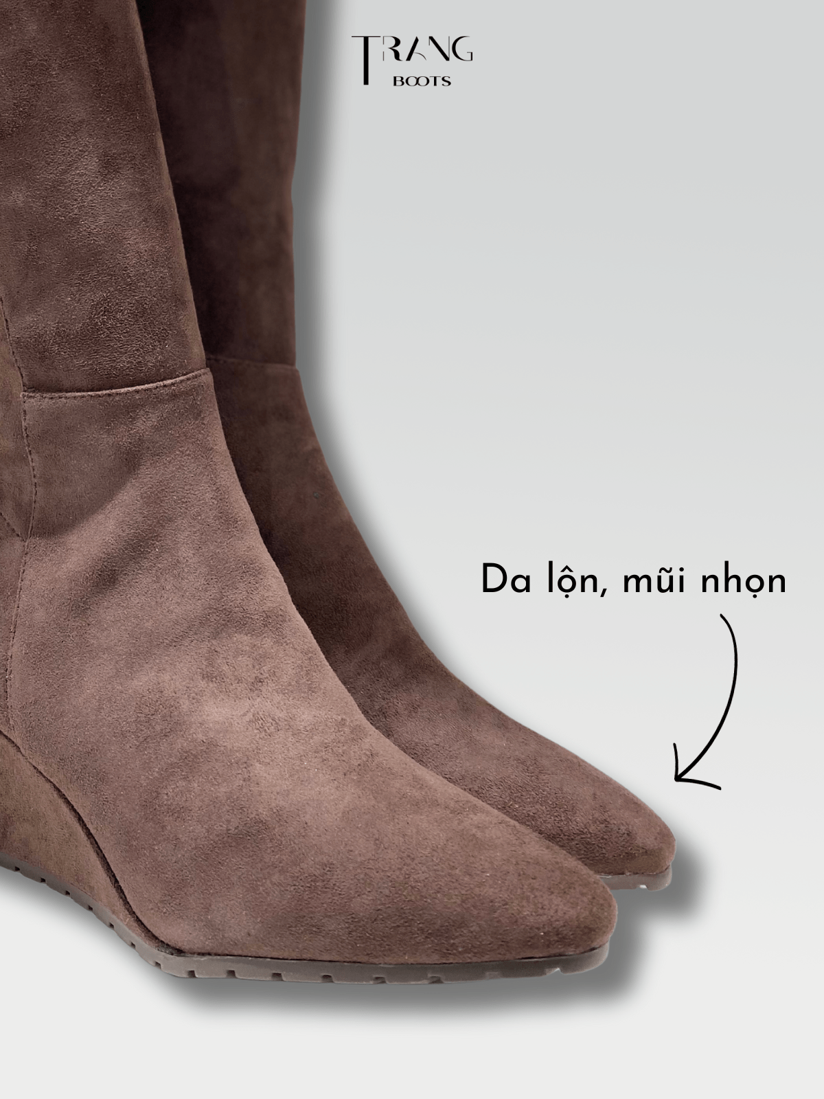 LEATHER KNEE BOOTS BROWN - KNEE BOOTS DA LỘN ĐẾ XUỒNG MÀU NÂU