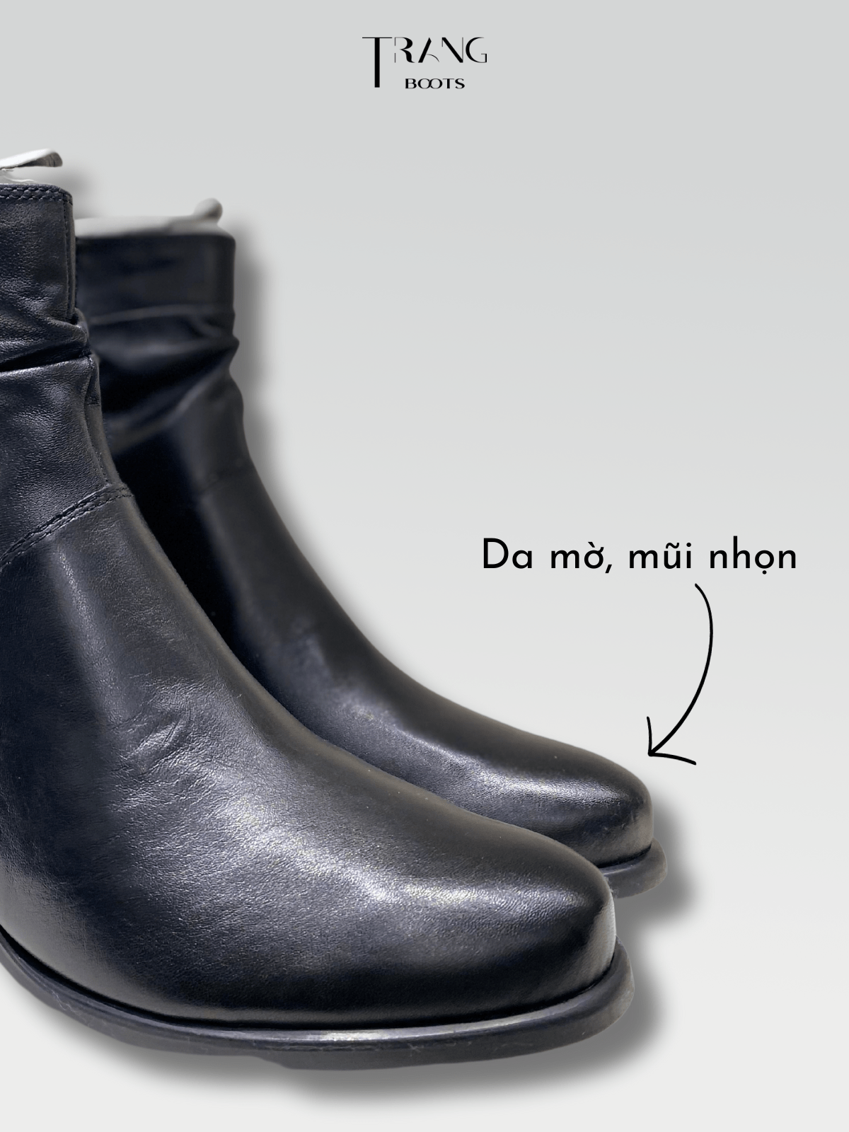 LEATHER ANKLE BOOTS BLACK - ANKLE BOOTS DA MỜ GÓT TRỤ MÀU ĐEN