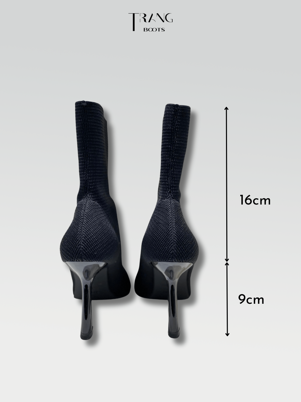 SOCK BOOTS WOOL HIGH HEELS BOOTS BLACK - SOCK BOOTS THUN LEN MŨI NHỌN BLACK