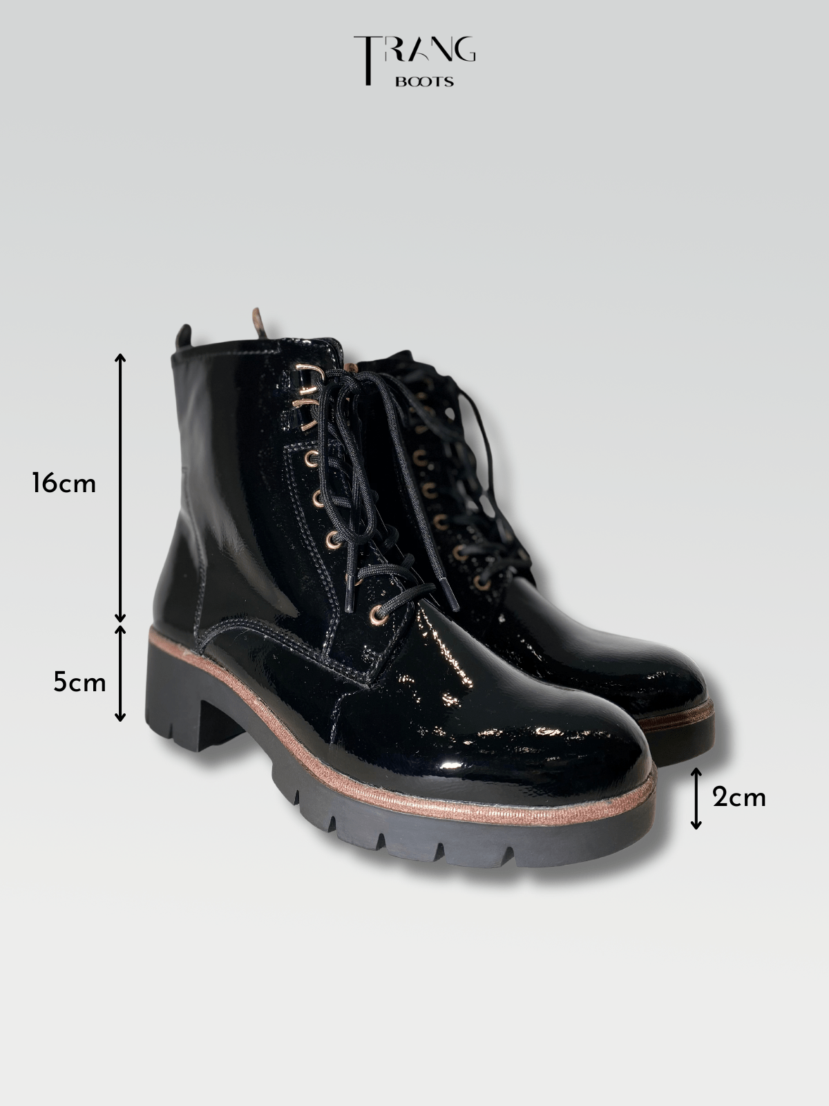 GLOSSY LEATHER COMBAT BOOTS BLACK - COMBAT BOOTS DA BÓNG GÓT TRỤ MÀU ĐEN