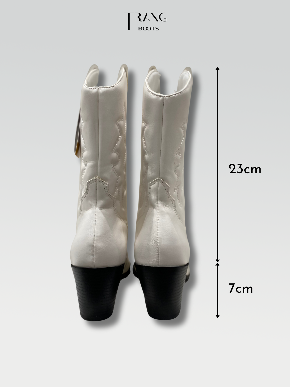 LEATHER COWBOY BOOTS WHITE - BOOTS CAO BỒI DA MỜ MÀU TRẮNG